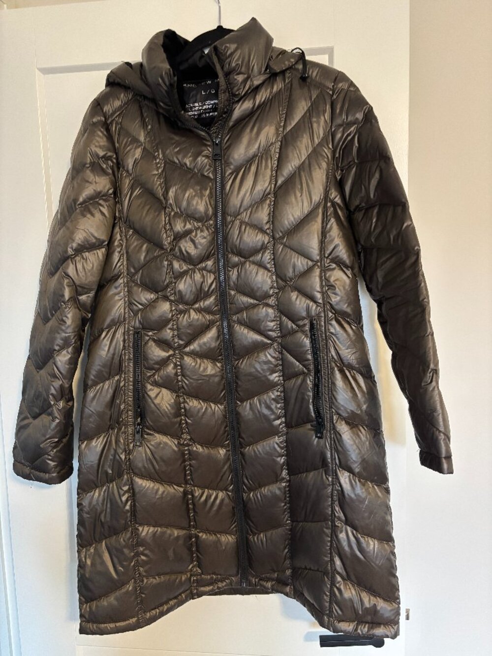 Andrew Marc Long Down Packable Coat in a Size Large - NWOT